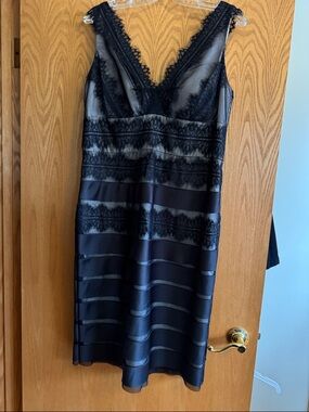 JS Collections Black Lace-Trim Midi Dress